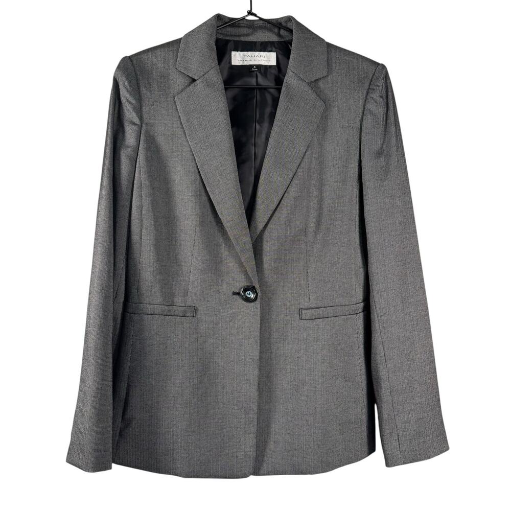 NWT Tahari Black & White Kristine Blazer Notched Lapel Single Breasted Size 4